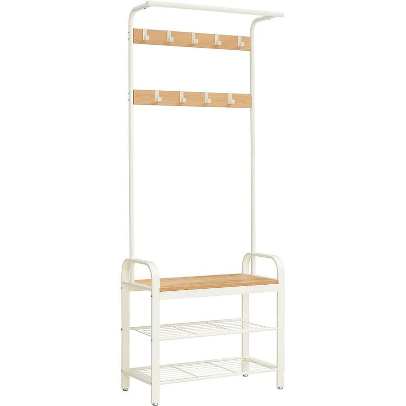 SPACEZAT - Mueble Recibidor Perchero Odense Blanco Estilo Industrial