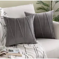 GENERICO - Pack 2 Fundas De Cojin Terciopelo Rayas Suaves 45x45 Gris