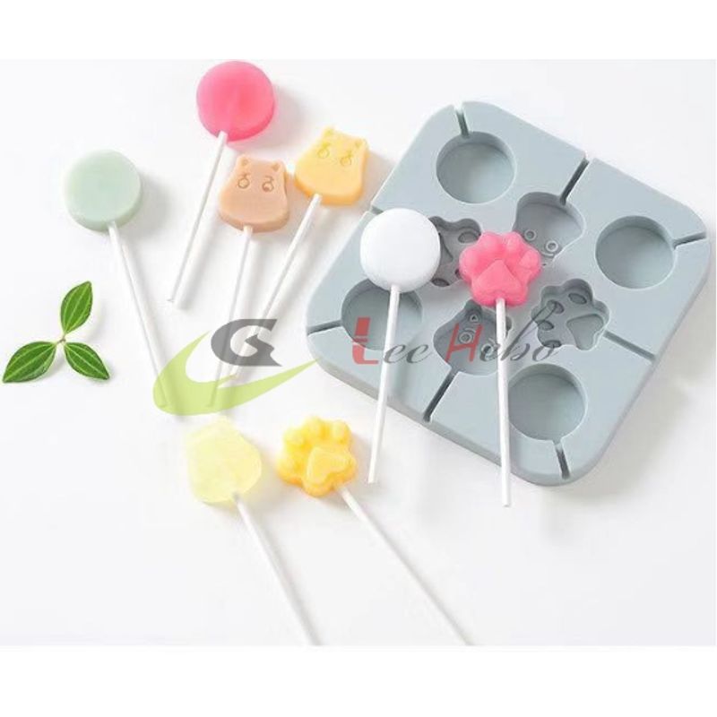 GENERICO - Molde Silicona Para Chocolate Paleta Circular-Patitas De Perro_