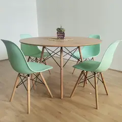 CORI CORI - Comedor Mesa Wood 120cm + 4 Sillas Eames Menta