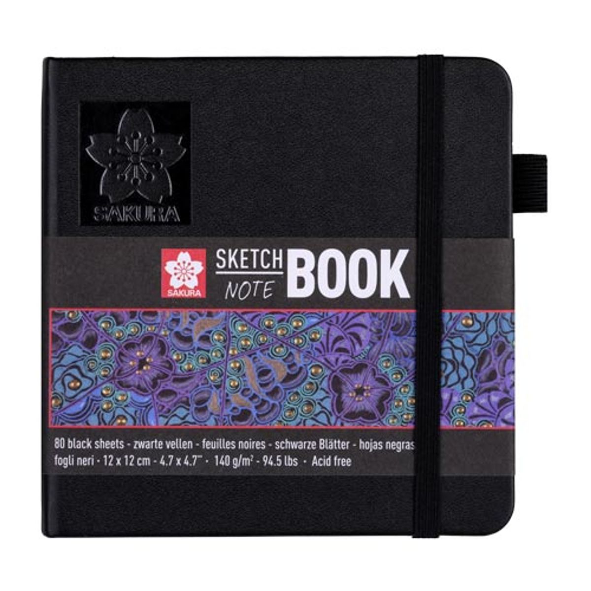 SAKURA - Sketchbook Sakura Hoja Color Negro 12x12cm 140gr 80hj