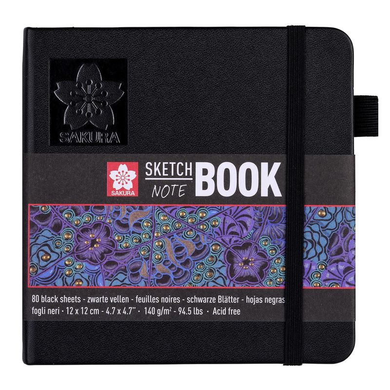SAKURA - Sketchbook Sakura Hoja Color Negro 12x12cm 140gr 80hj