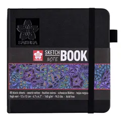 SAKURA - Sketchbook Hoja Color Negro 12x12cm 140gr 80hj