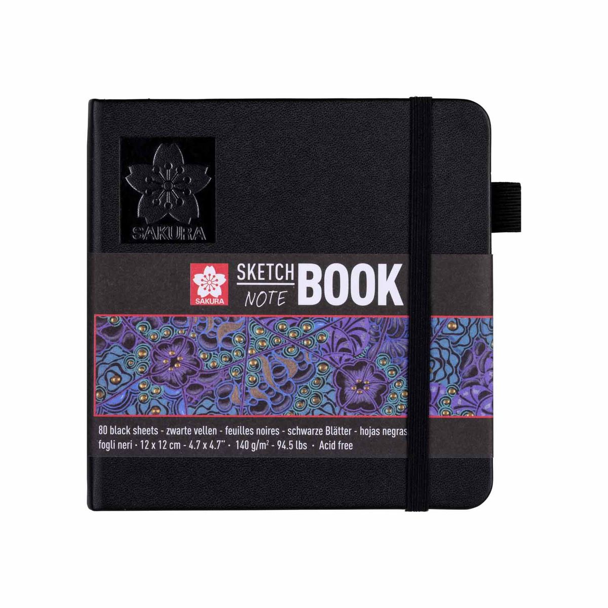 SAKURA - Sketchbook Sakura Hoja Color Negro 12x12cm 140gr 80hj