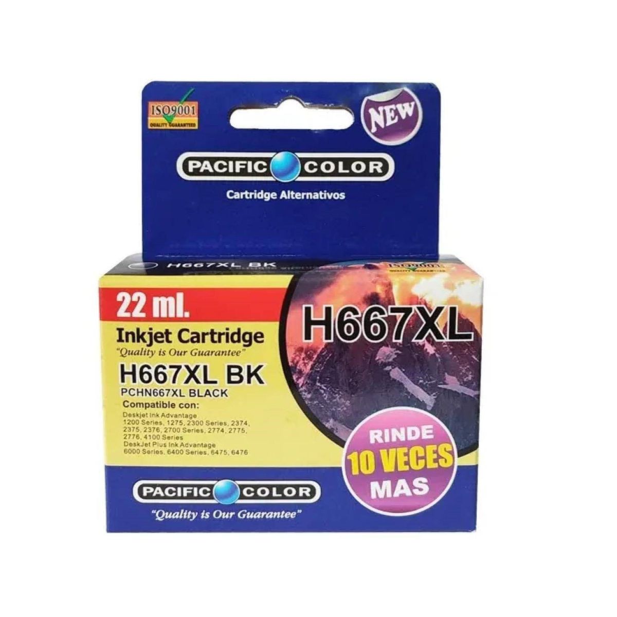 PACIFIC COLOR - Tinta Cartucho Compatible HP667 XL Negro 22ml Pacific Color