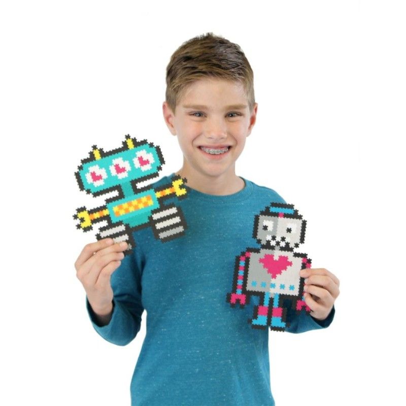 FAT BRAIN TOYS - Jixelz Puzzle Rompe Cabezas De Pixeles, 700 Pcs  Set, Robots