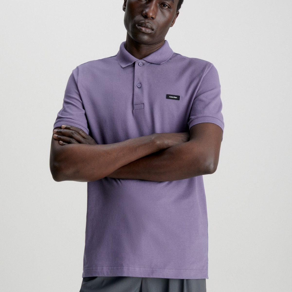 CALVIN KLEIN - Polo Slim Button  Morado Calvin Klein