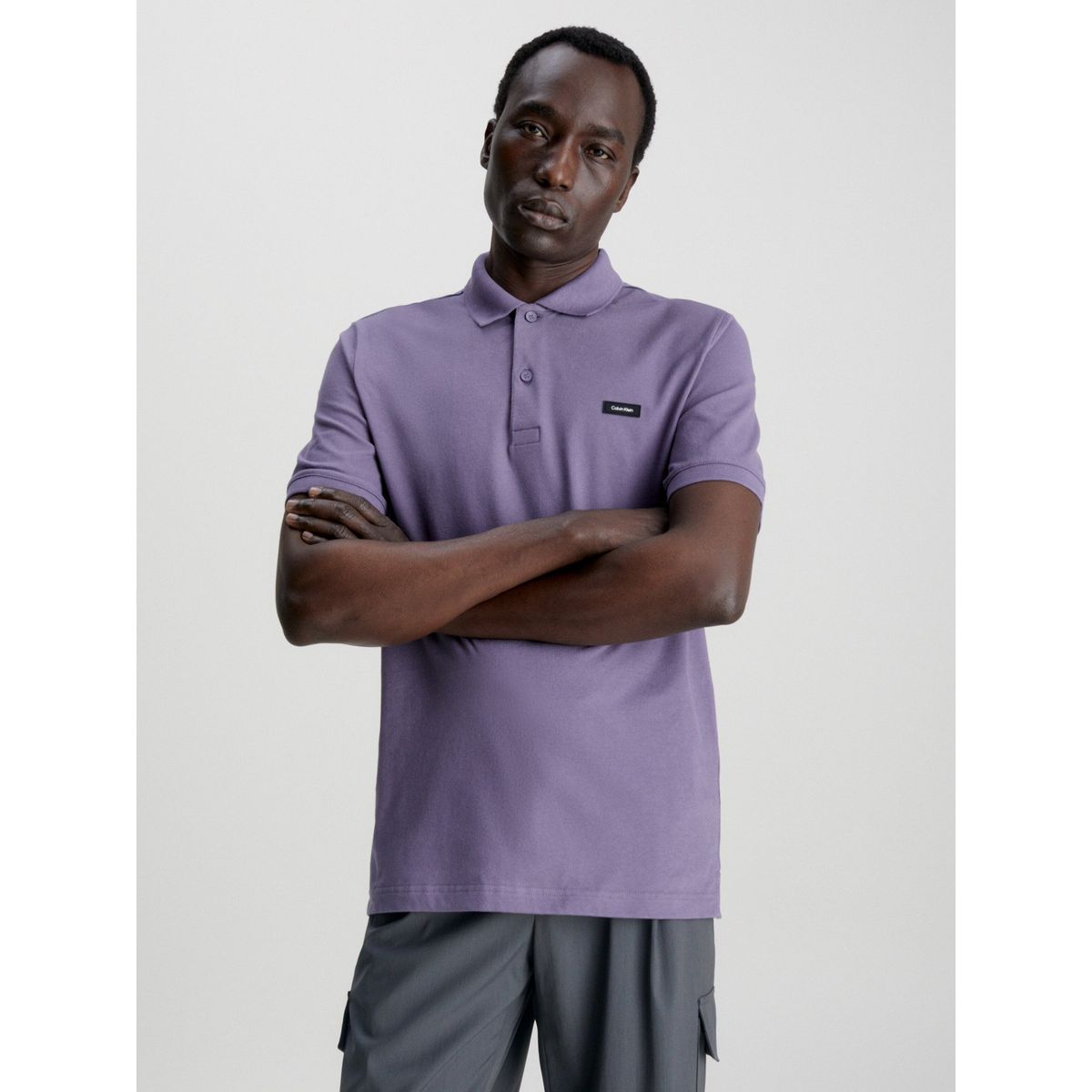 CALVIN KLEIN - Polo Slim Button  Morado Calvin Klein