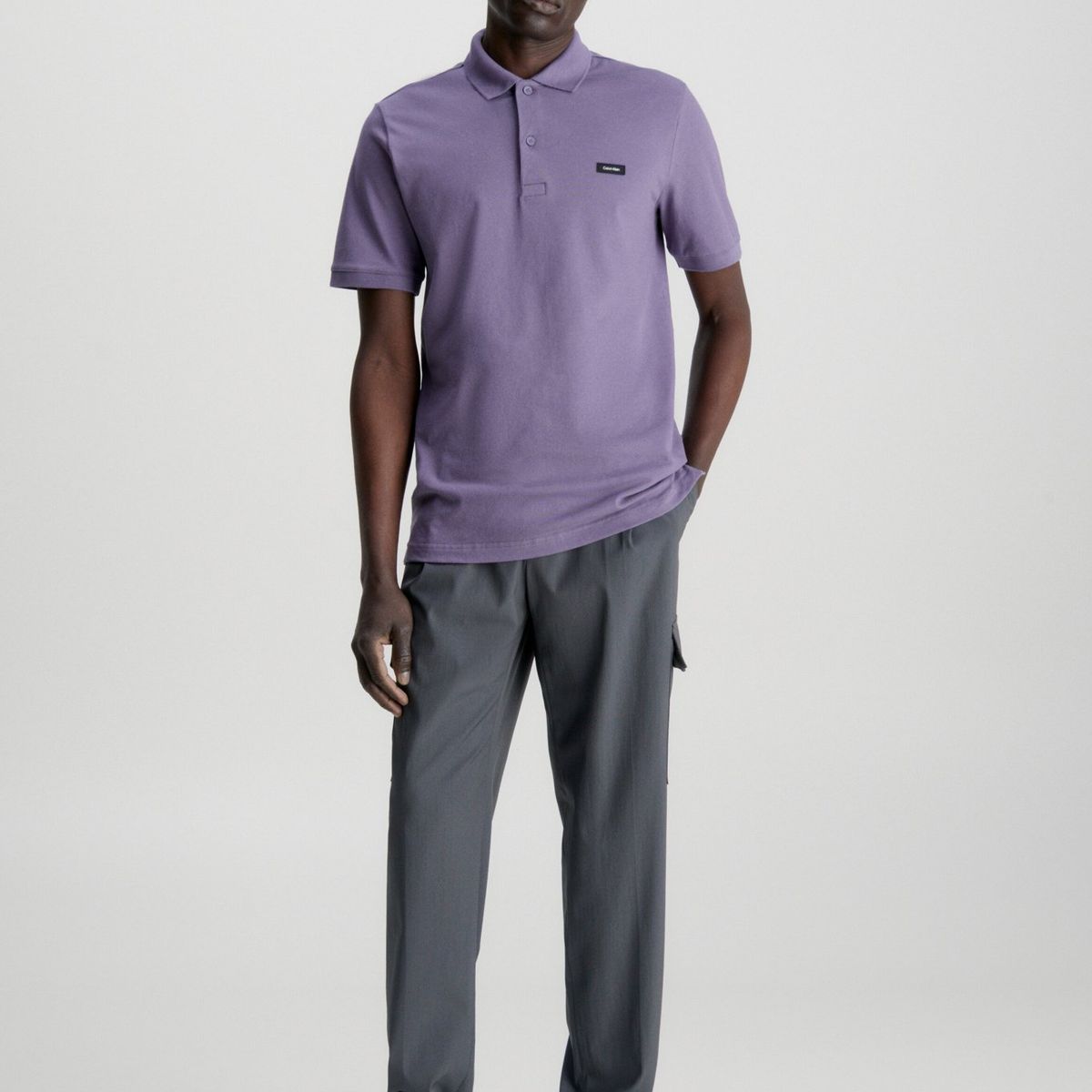 CALVIN KLEIN - Polo Slim Button  Morado Calvin Klein