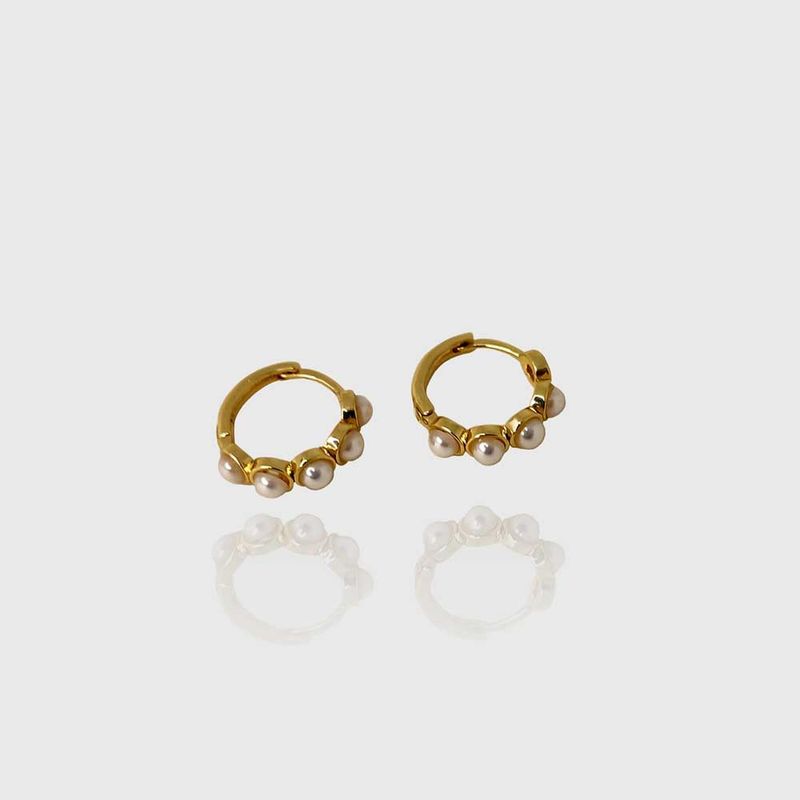 MINKA - Aros mini piercing Triple pearl