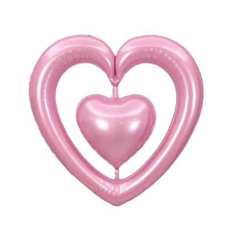 GENERICO - Globos Color Rosa Diseño Corazon 1 Unidad 98 Cm X 102 Cm