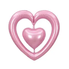 GENERICO - Globos Color Rosa Diseño Corazon 1 Unidad 98 Cm X 102 Cm