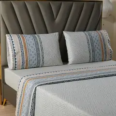 CASATUA - Juego Sabanas Estampadas +Funda Almohada - Multicolor - Super King