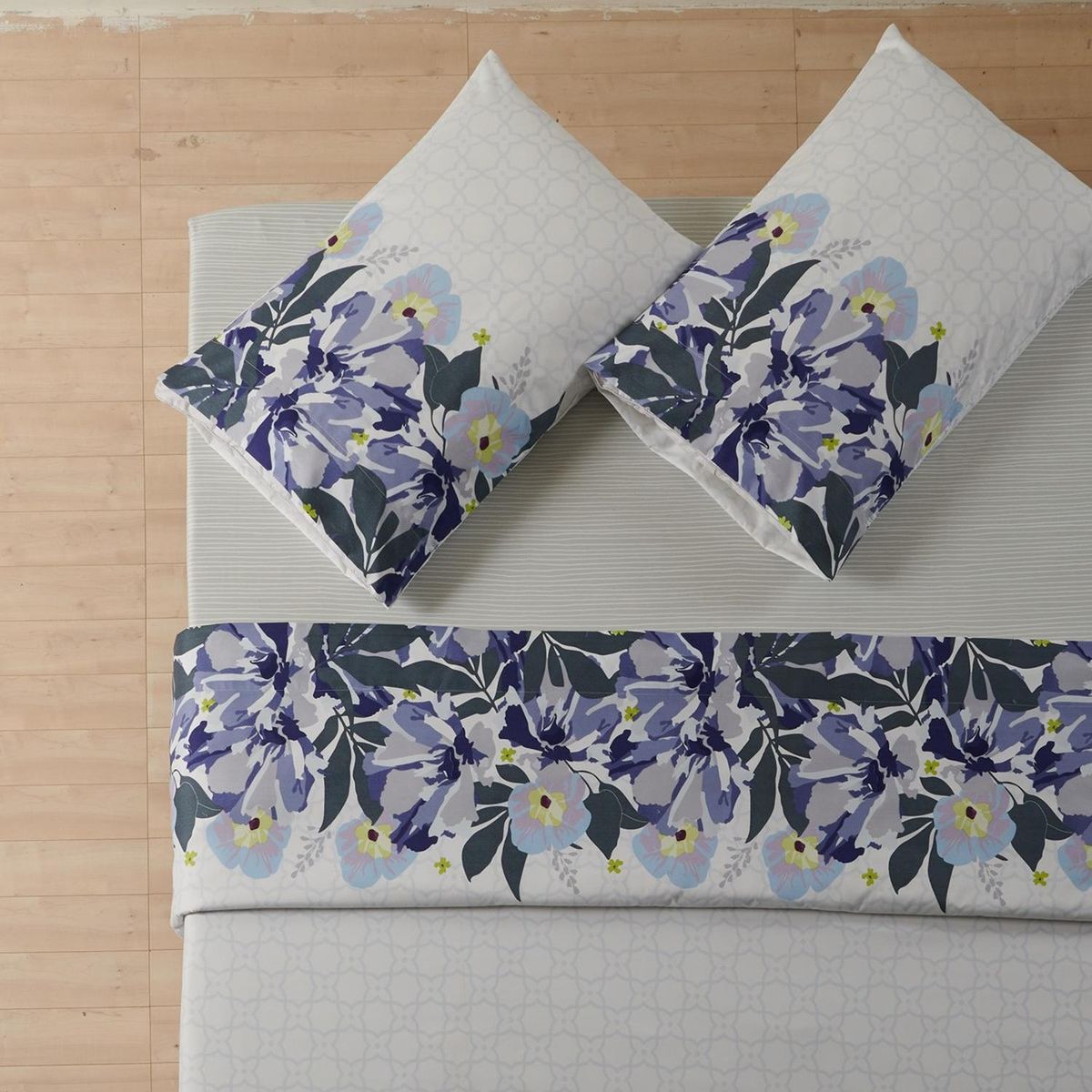 CASATUA - Juego Sabanas Estampadas +Funda Almohada - Azul - 1,5 Plazas