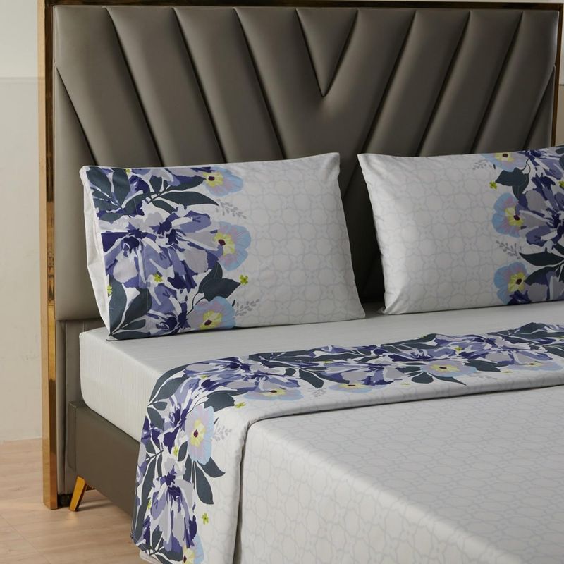 CASATUA - Juego Sabanas Estampadas +Funda Almohada - Azul - Super King