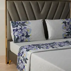 CASATUA - Juego Sabanas Estampadas +Funda Almohada - Azul - Super King