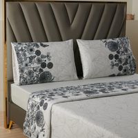 Juego Sabanas Estampadas +Funda Almohada - Gris - 2 Plazas