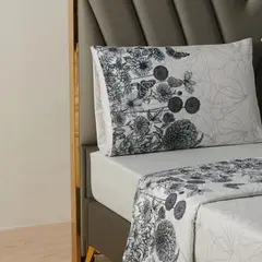 CASATUA - Juego Sabanas Estampadas +Funda Almohada - Azul marino - 1,5 Plazas
