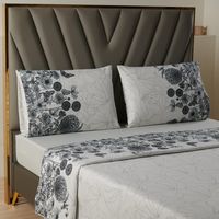 Juego Sabanas Estampadas +Funda Almohada - Gris - Super King