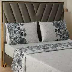 CASATUA - Juego Sabanas Estampadas +Funda Almohada - Gris - Super King