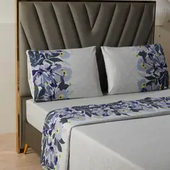 CASATUA - Juego Sabanas Estampadas +Funda Almohada - Azul - King