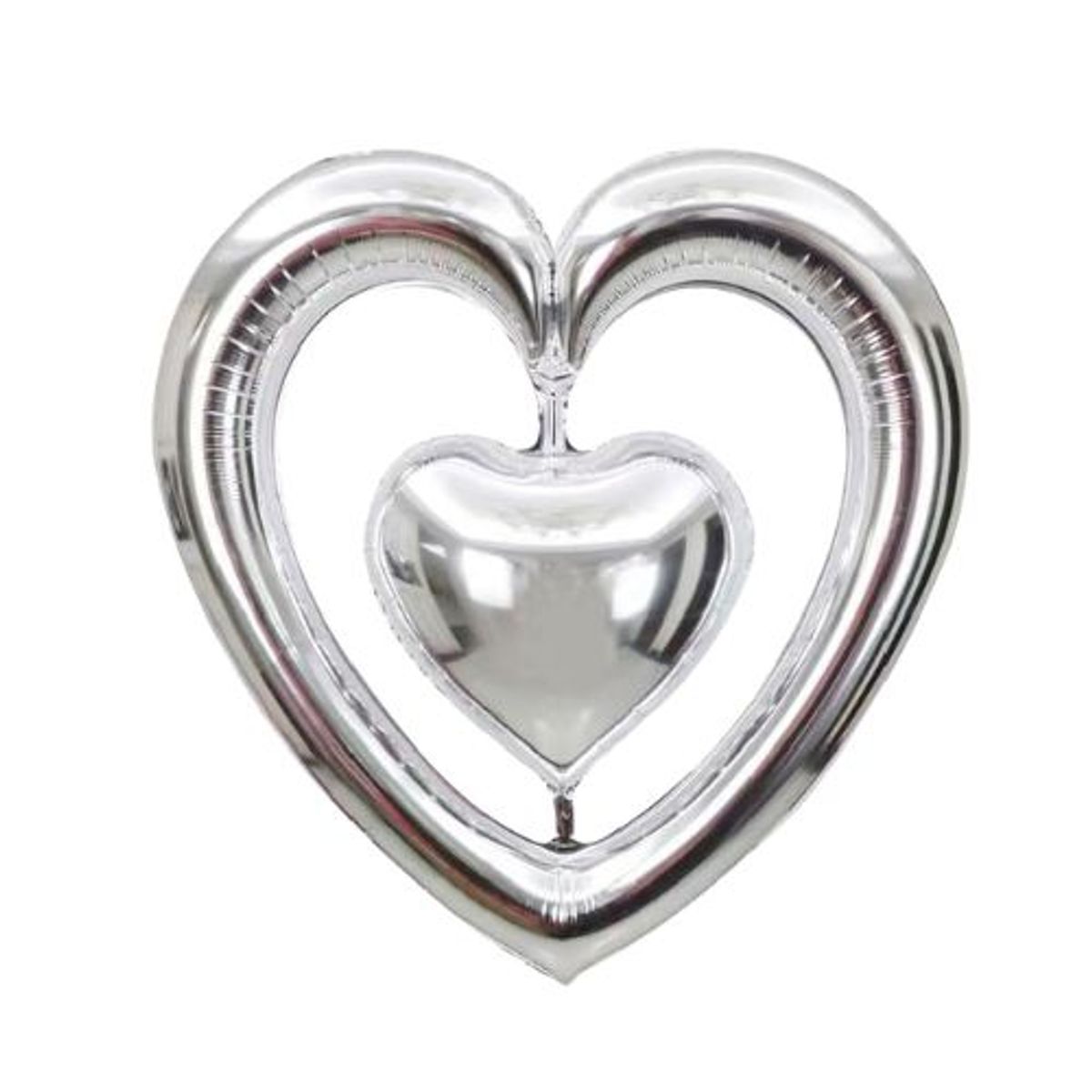 GENERICO - Globos Color Plateado Diseño Corazon 1 Unidad 98 Cm X 102 Cm