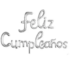 GENERICO - Globos Diseño Feliz Cumpleaños Color Plateado