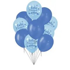 GENERICO - Globos Diseño Feliz Cumpleaños 30 Cm 10 Unidades Color Azul