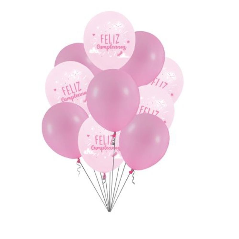 GENERICO - Globos Diseño Feliz Cumpleaños 30 Cm 10 Unidades Color Rosa