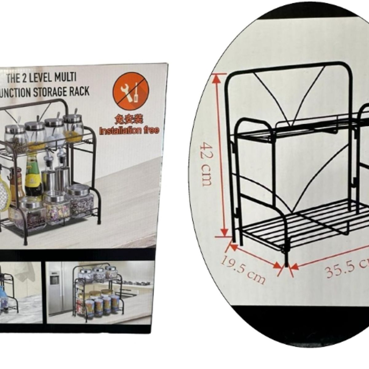 GENERICO - Organizador De Almacenamiento Multiuso Cocina - Baño 2 Niveles Negro