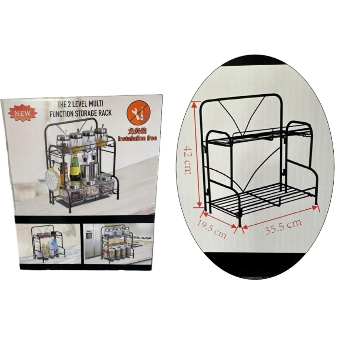 GENERICO - Organizador De Almacenamiento Multiuso Cocina - Baño 2 Niveles Negro