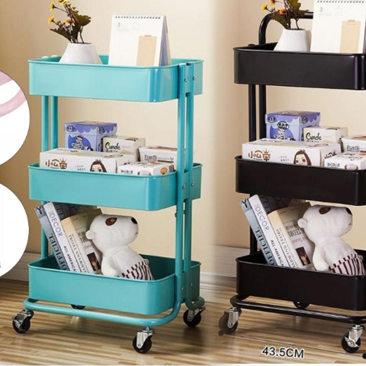 GENERICO - Carrito Organizador Multiuso Con Ruedas De Cocina 3 Niveles Rosado