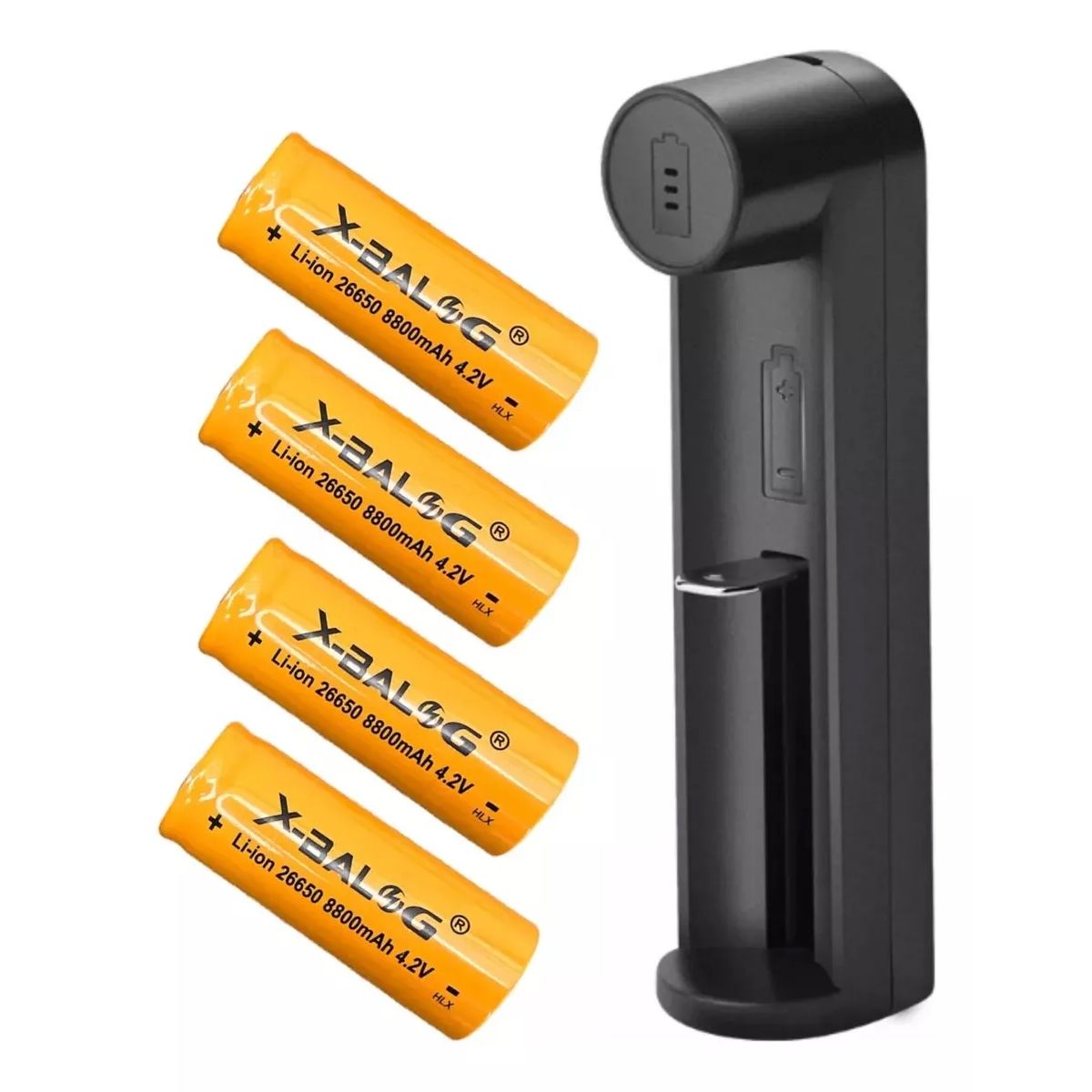 GENERICO - Cargador Pilas De Litio Incluye 4 Pilas 26650 8800mah 3.7v