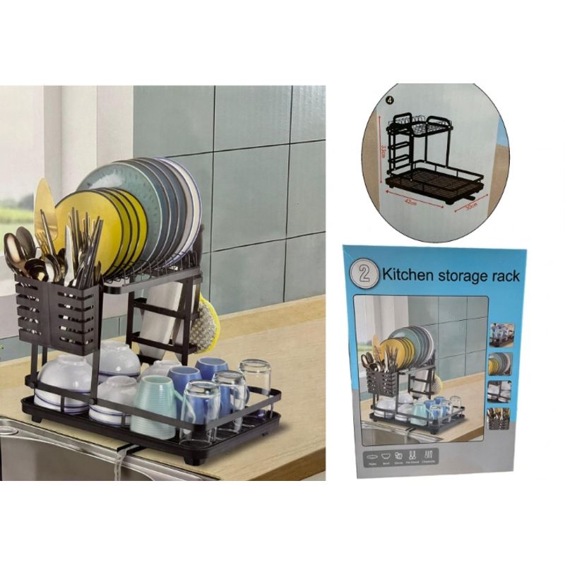 GENERICO - Organizador De Platos De Cocina 2 Niveles Inoxidable