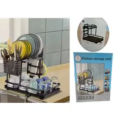 GENERICO - Organizador De Platos De Cocina 2 Niveles Inoxidable