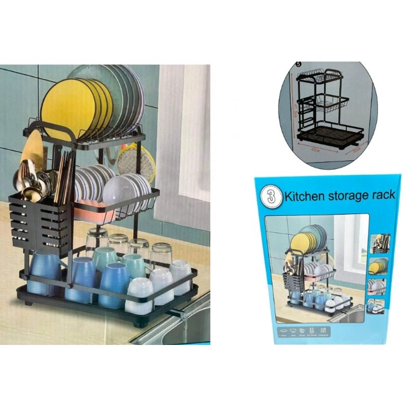 GENERICO - Organizador De Platos De Cocina 3 Niveles Inoxidable