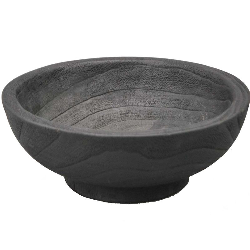 ANTICO HOME - Cuenco En Madera De Paulownia Tallada A Mano negro Campanilla