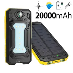 GENERICO - Cargador Portátil Solar Con Linterna Y Brújula 20000mah
