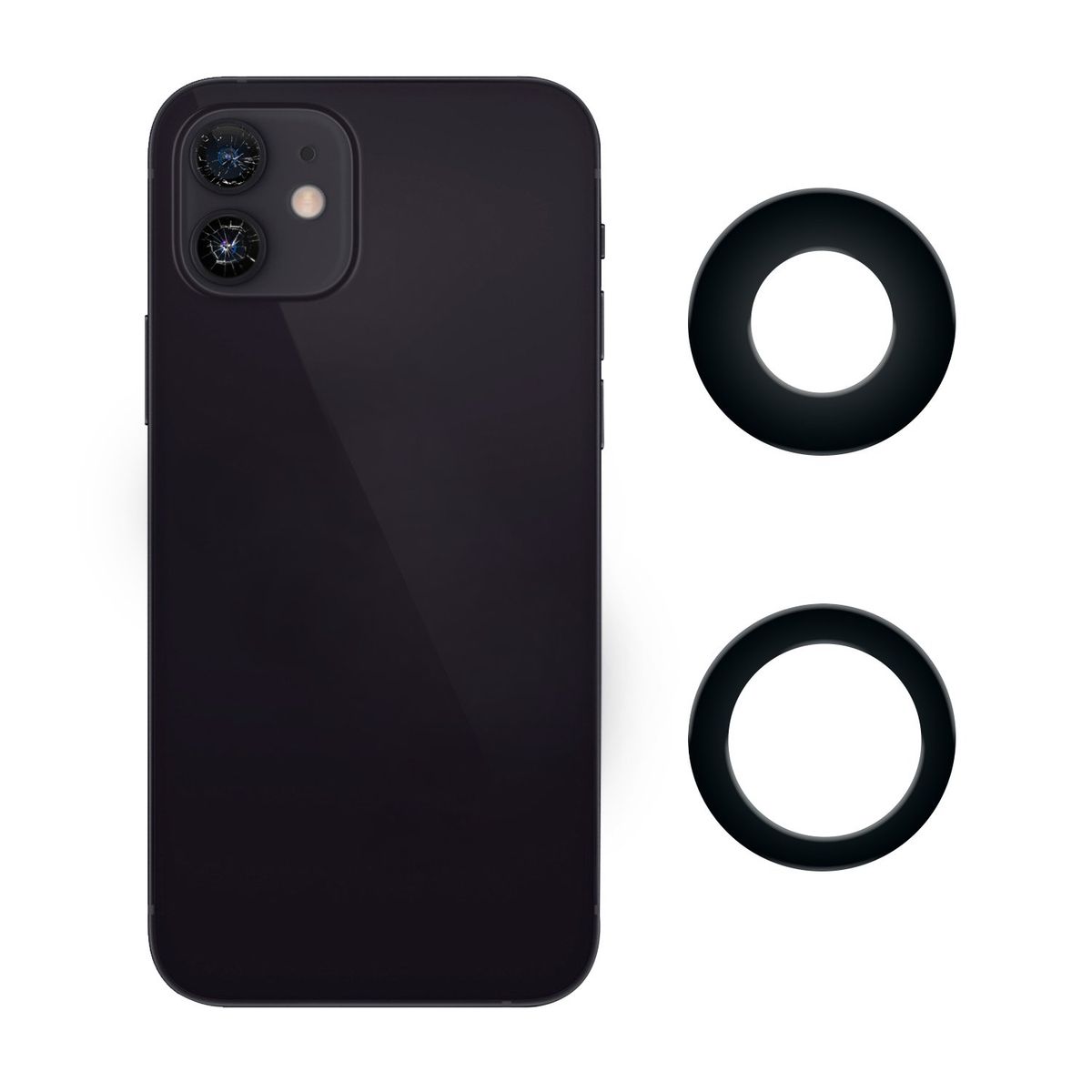 GENERICO - Vidrios Camaras Trasera Compatible con Iphone 12 + Adhesivo
