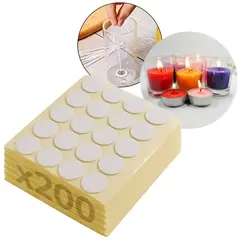 GENERICO - Pack 200 Pegatinas Adhesivas Doble Cara Para Mecha De Vela