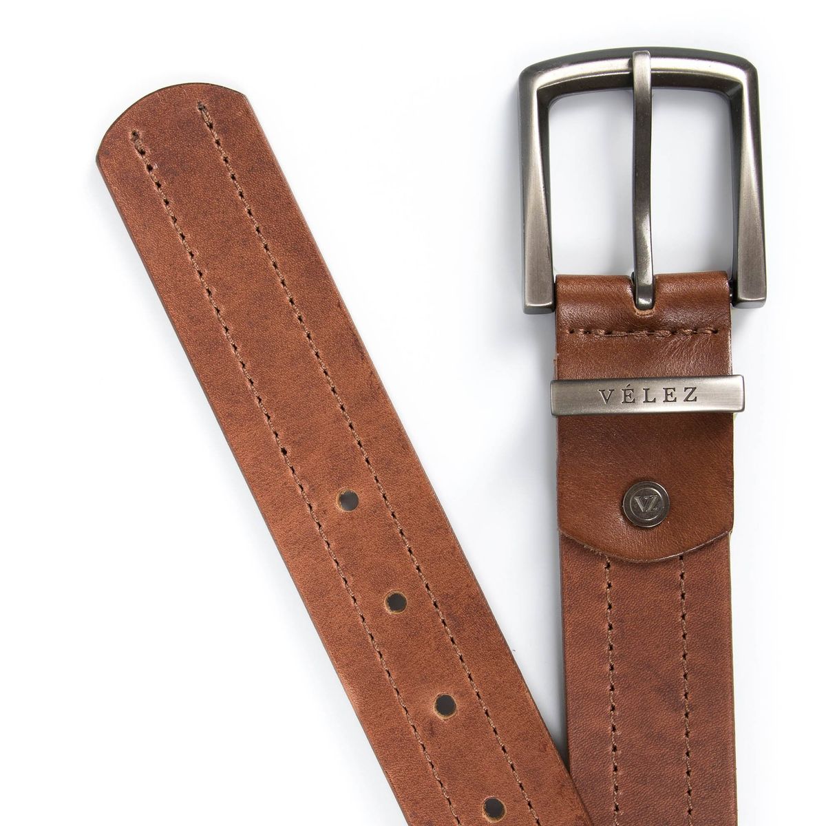 VELEZ - Vélez Cinturón Unifaz Coraje Cuero Hombre Pasador Metálico Negro