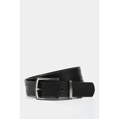 VELEZ - Vélez Cinturón Unifaz Coraje Cuero Hombre Pasador Metálico Negro