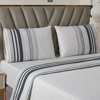 Juego Sabanas Estampadas +Funda Almohada - Gris - King