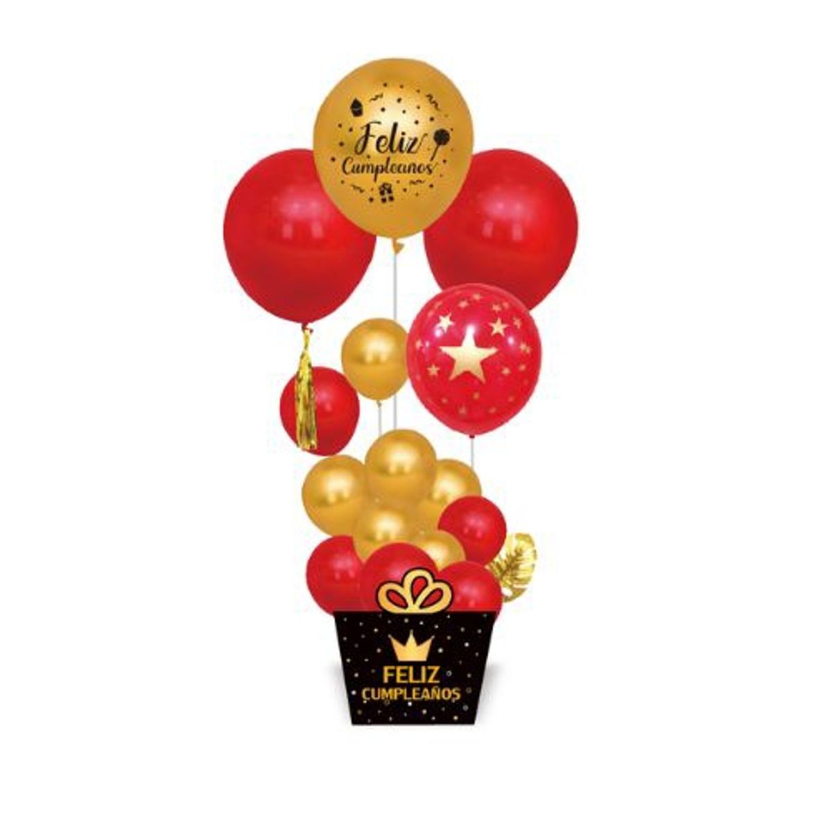 GENERICO - Globos 17 Unidades Latex Diseño Feliz Cumpleaños Color Naranja