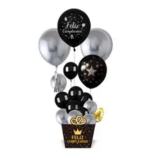 GENERICO - Globos 17 Unidades Latex Diseño Feliz Cumpleaños Negro