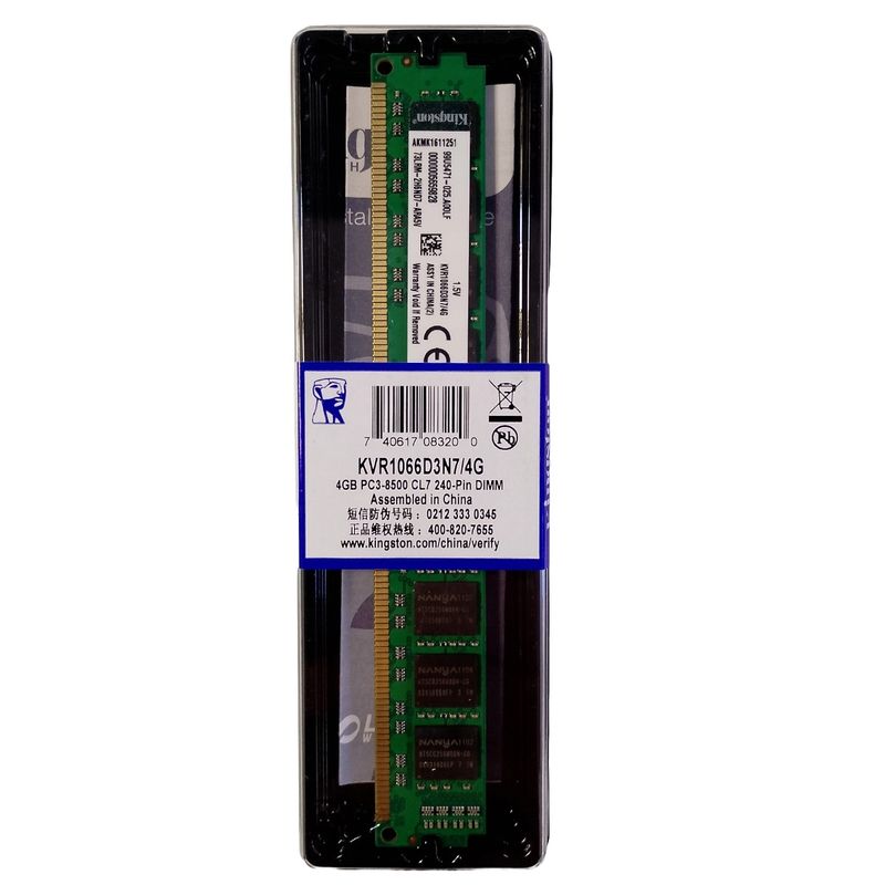 KINGSTON - Memoria RAM DDR3 4Gb 1066Mhz PC Kingston PC3-8500 KVR1066D3N74G