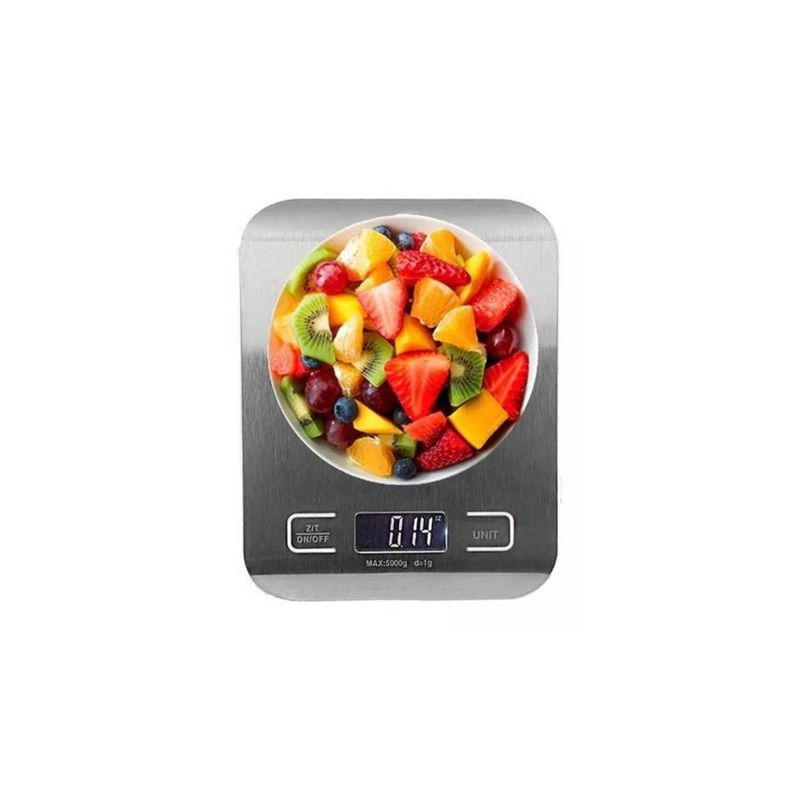 GENERICO - Pesa Cocina Digital Balanza 1g-5kg Plateado A Pilas