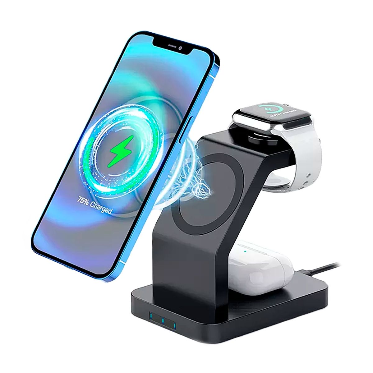 GENERICO - Estacion Base Carga Inalambrica Para iPhone Magsafe 3 En 1