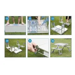 GENERICO - Mesa Camping Con Sillas Plegable Comedor Portátil Extensible