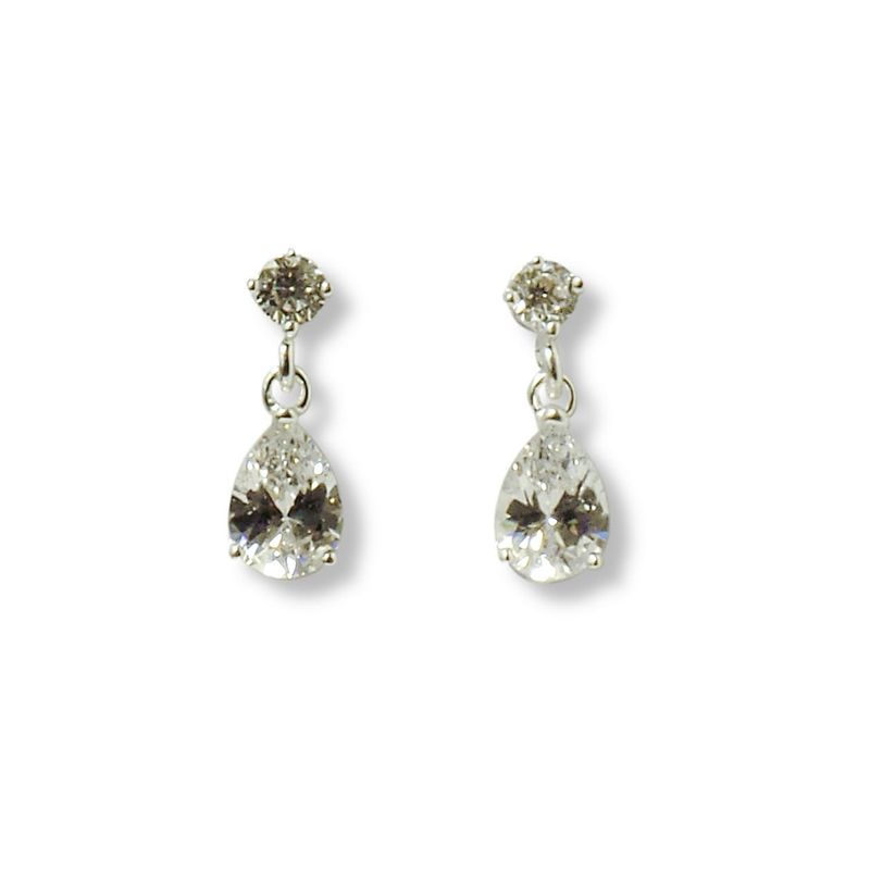 ANDREA COGGIOLA JOYAS - Aros Circón Gota Colgante Plata Fina 925